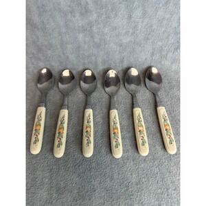 VTG Correlle Abundance Fruit Pattern Teaspoons Set of 6 Stainless Cottagecore
